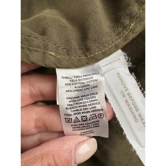 LOFT Olive Green Shirt Jacket Utility Pockets Button Down Long Sleeve M - Picture 4 of 7